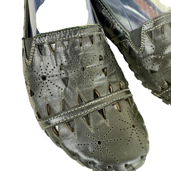 KURU Black Leather Eyelet Slip On Lightweight Comfort Loafers Women's Size 36 6 - Picture 4 of 7